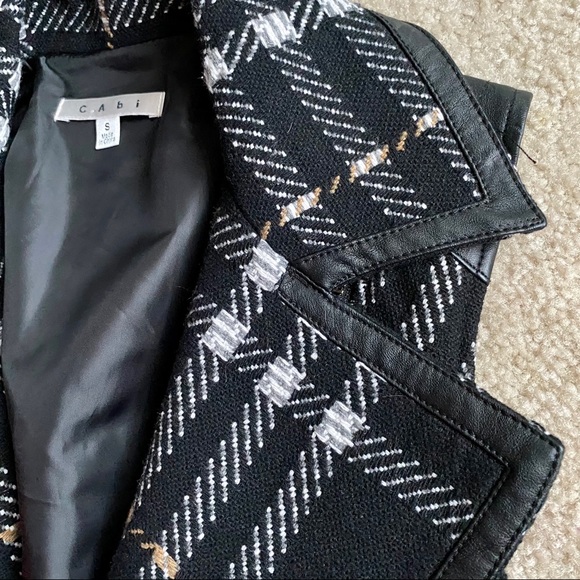 CAbi Grid Tweed Plaid Wool Blend Moto Vest S - Picture 10 of 15